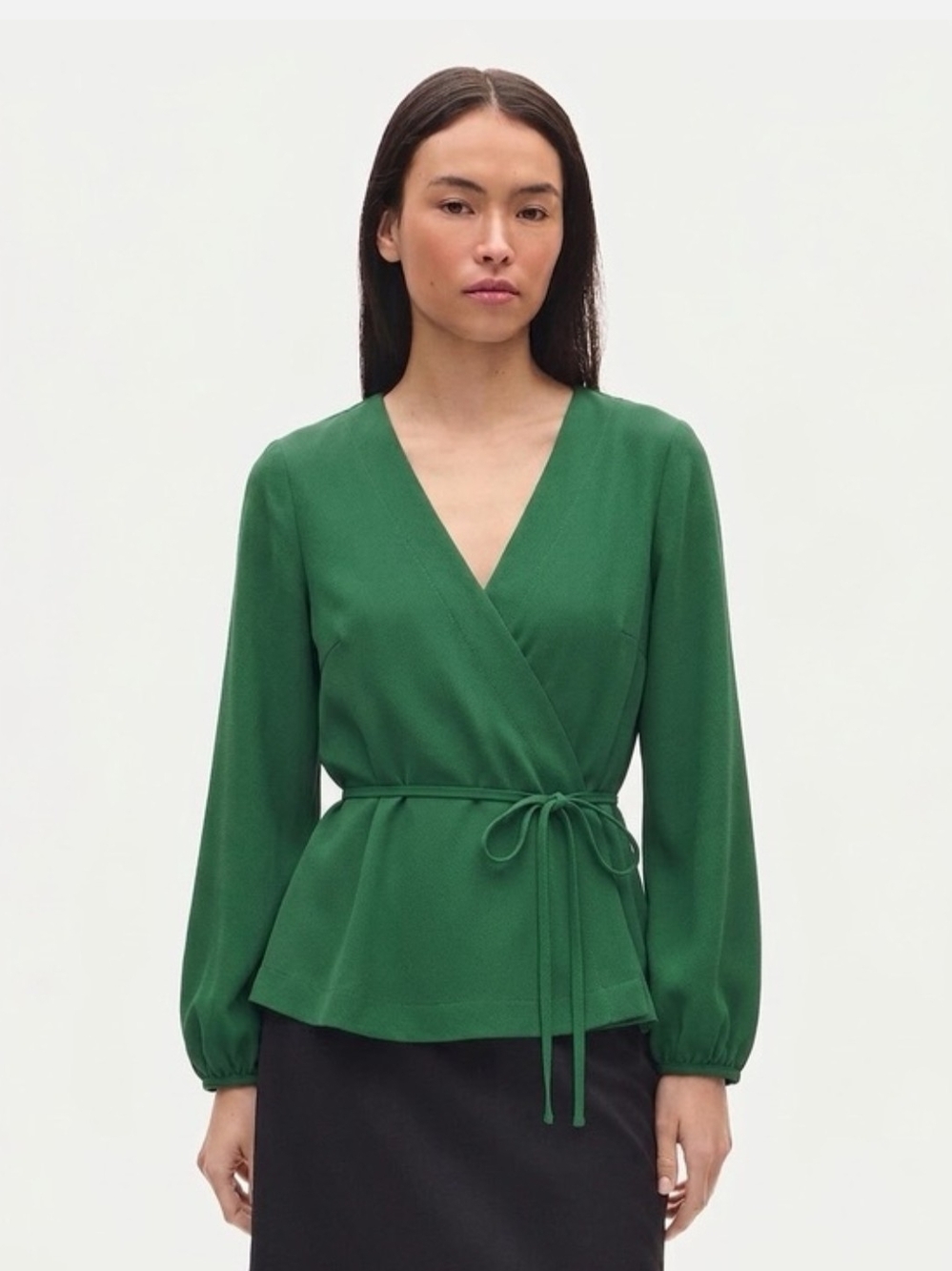 OP Emerald Green Wrap Blouse with Self Tie